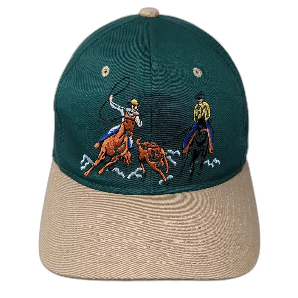 M&F Western Products Snapback Green Beige OS Rodeo Cowboy Horse Rope Hat Cap